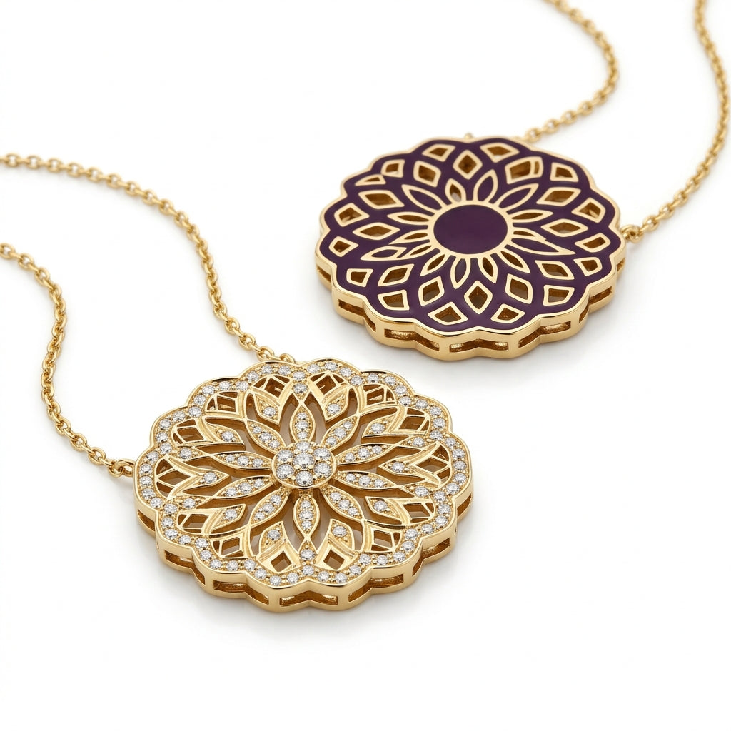 Aura Pure Necklace 15 mm – Diamonds & Enamel by Donydo – product image 2