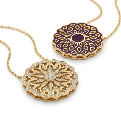 Aura Pure Necklace 15 mm – Diamonds & Enamel by Donydo – product image 2