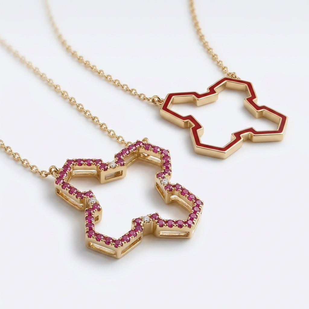 Marea Grounded Necklace – Ruby & 18K Gold by Donydo – product image 3