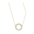 Marea Clarity Necklace by Donydo – Yellow Gold Blue Topaz Set face