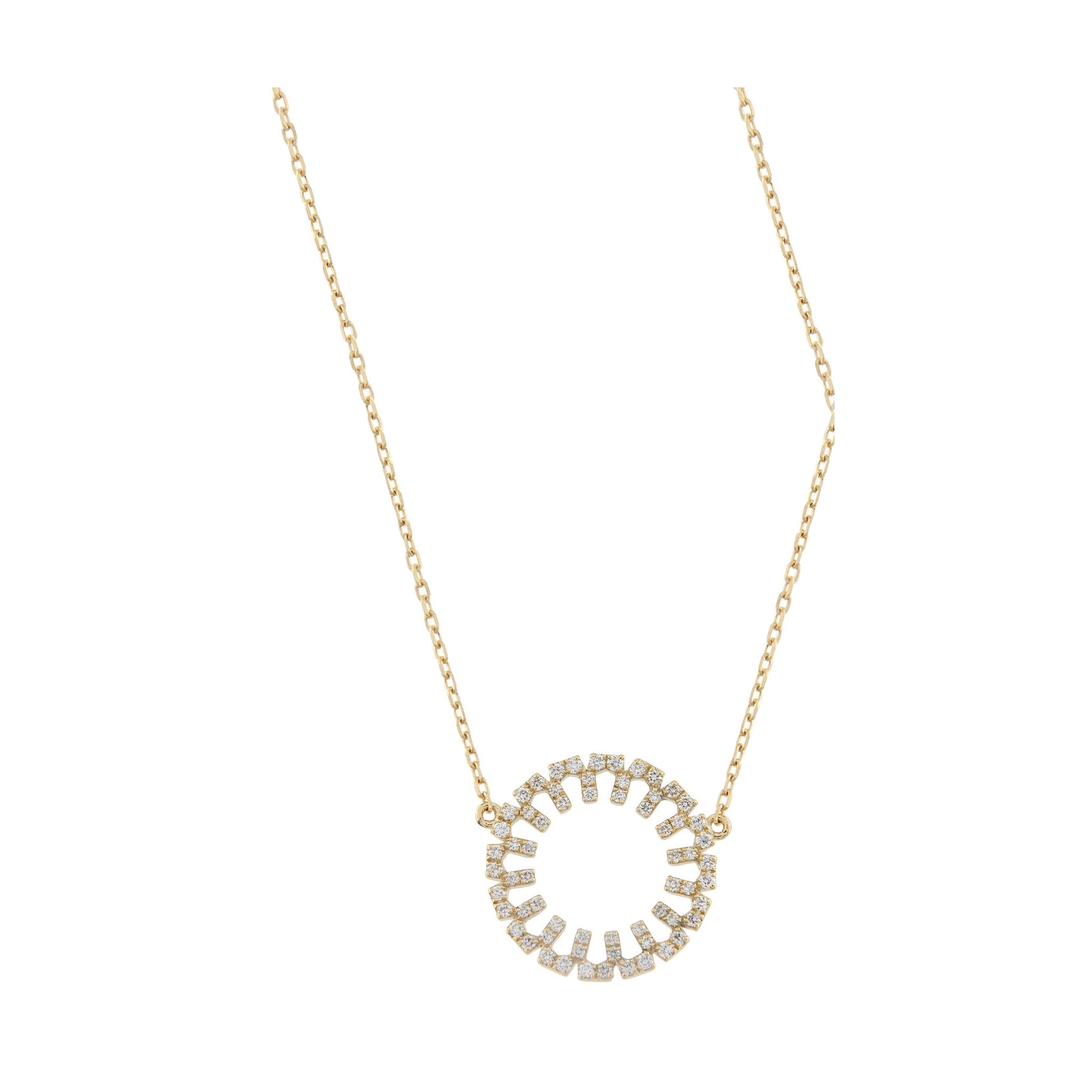 Marea Clarity Necklace by Donydo – Yellow Gold Blue Topaz Set face