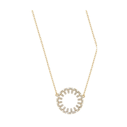 Marea Clarity Necklace by Donydo – Yellow Gold Blue Topaz Set face