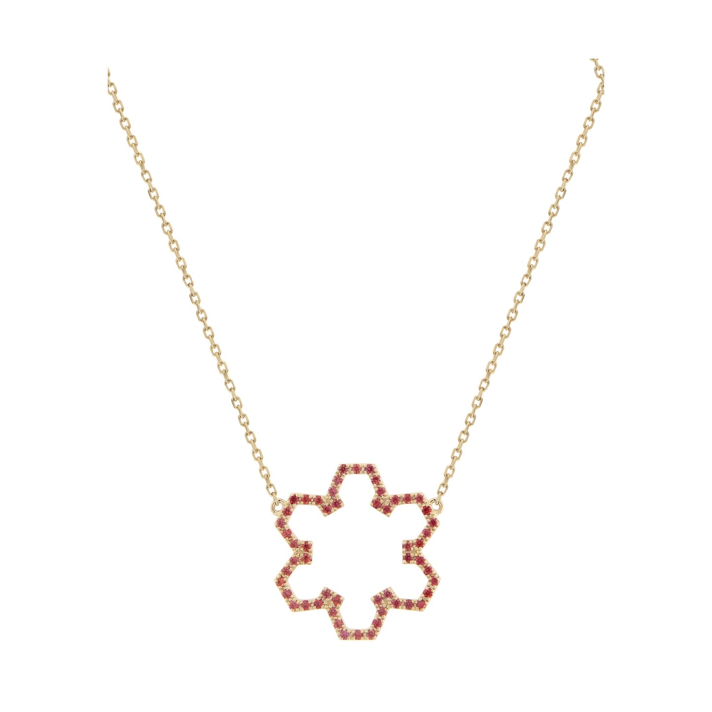 Marea Flow Necklace by Donydo – Yellow Gold Orange Sapphire Set face