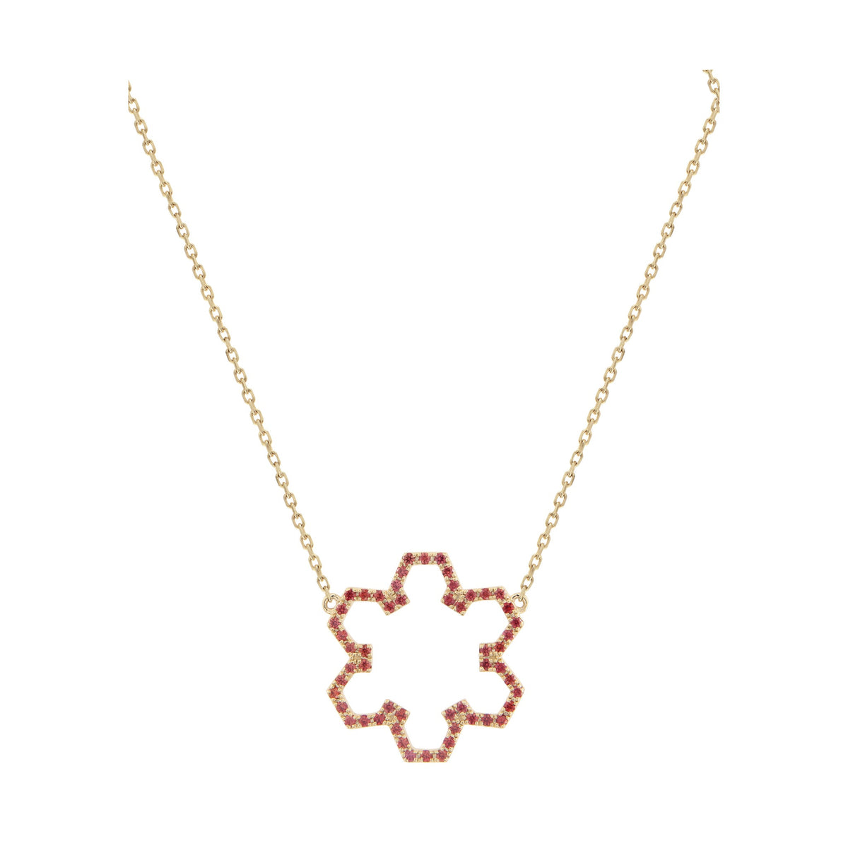 Marea Flow Necklace by Donydo – Yellow Gold Orange Sapphire Set face