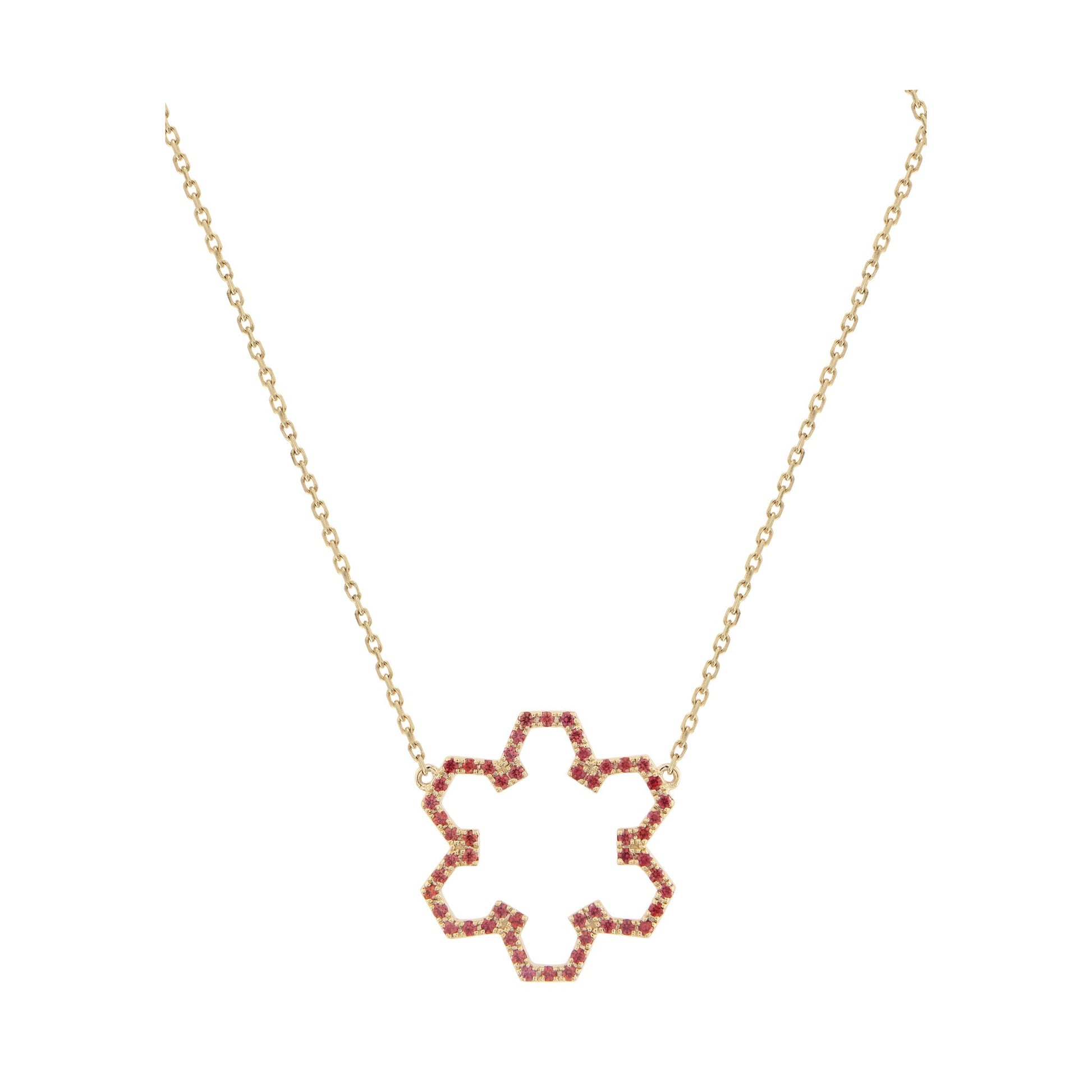 Marea Flow Necklace by Donydo – Yellow Gold Orange Sapphire Set face