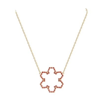 Marea Flow Necklace by Donydo – Yellow Gold Orange Sapphire Set face