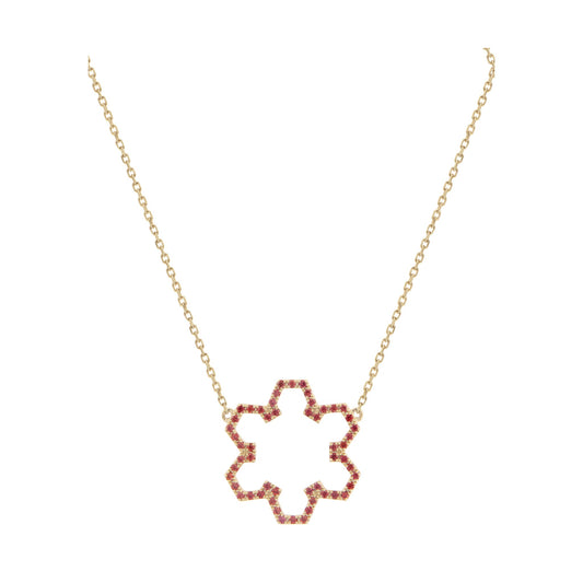 Marea Flow Necklace by Donydo – Yellow Gold Orange Sapphire Set face