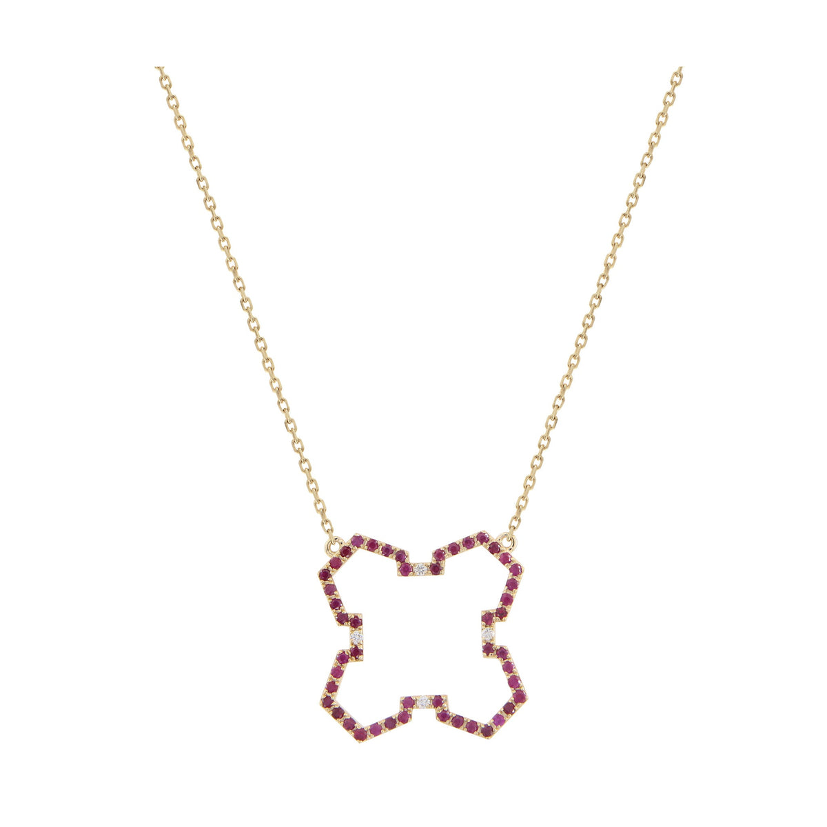 Marea Grounded Necklace by Donydo – Yellow Gold Ruby Set face