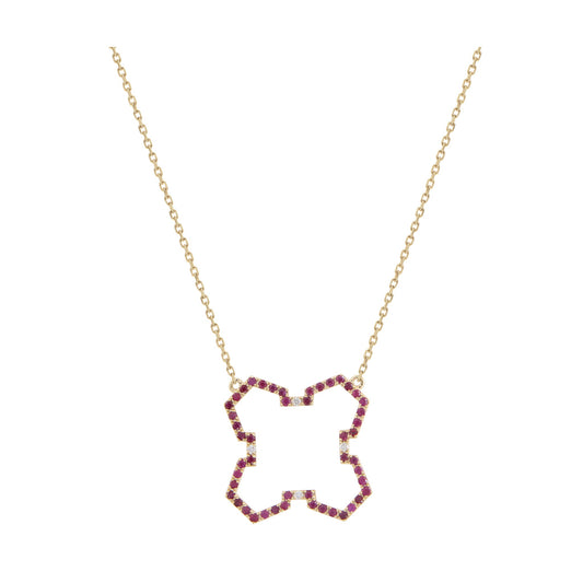 Marea Grounded Necklace by Donydo – Yellow Gold Ruby Set face