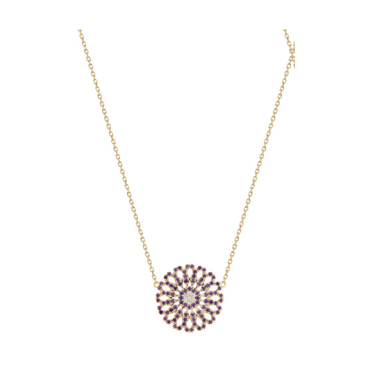 Marea Pure Necklace by Donydo – Yellow Gold Amethyst Set face
