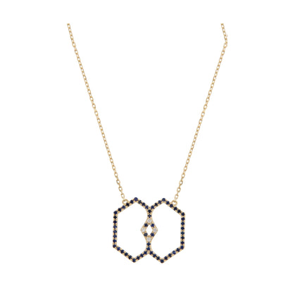 Marea Vision Necklace by Donydo – Yellow Gold Sapphire & Diamond Set face