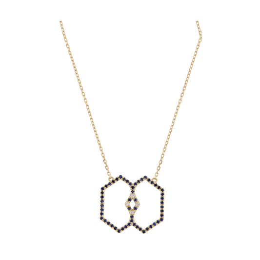 Marea Vision Necklace by Donydo – Yellow Gold Sapphire & Diamond Set face