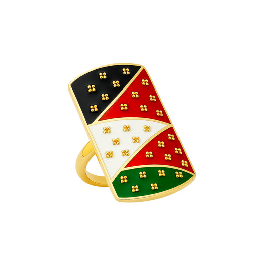 Ring with a colorful design on a white background