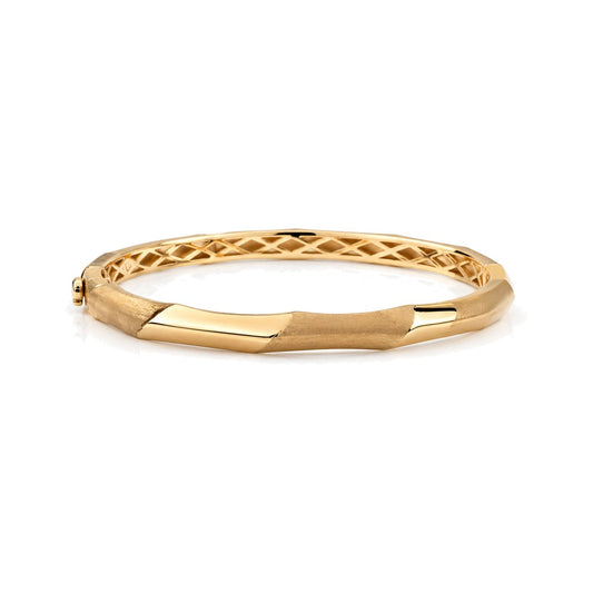 Gaia Gold Aura Texture Bangle in 18K yellow gold, front angle