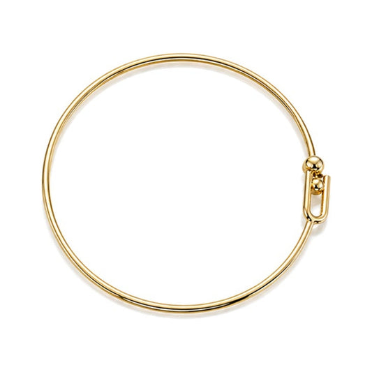 Gaia Gold Luxe Lock Bangle in 18K yellow gold, top angle