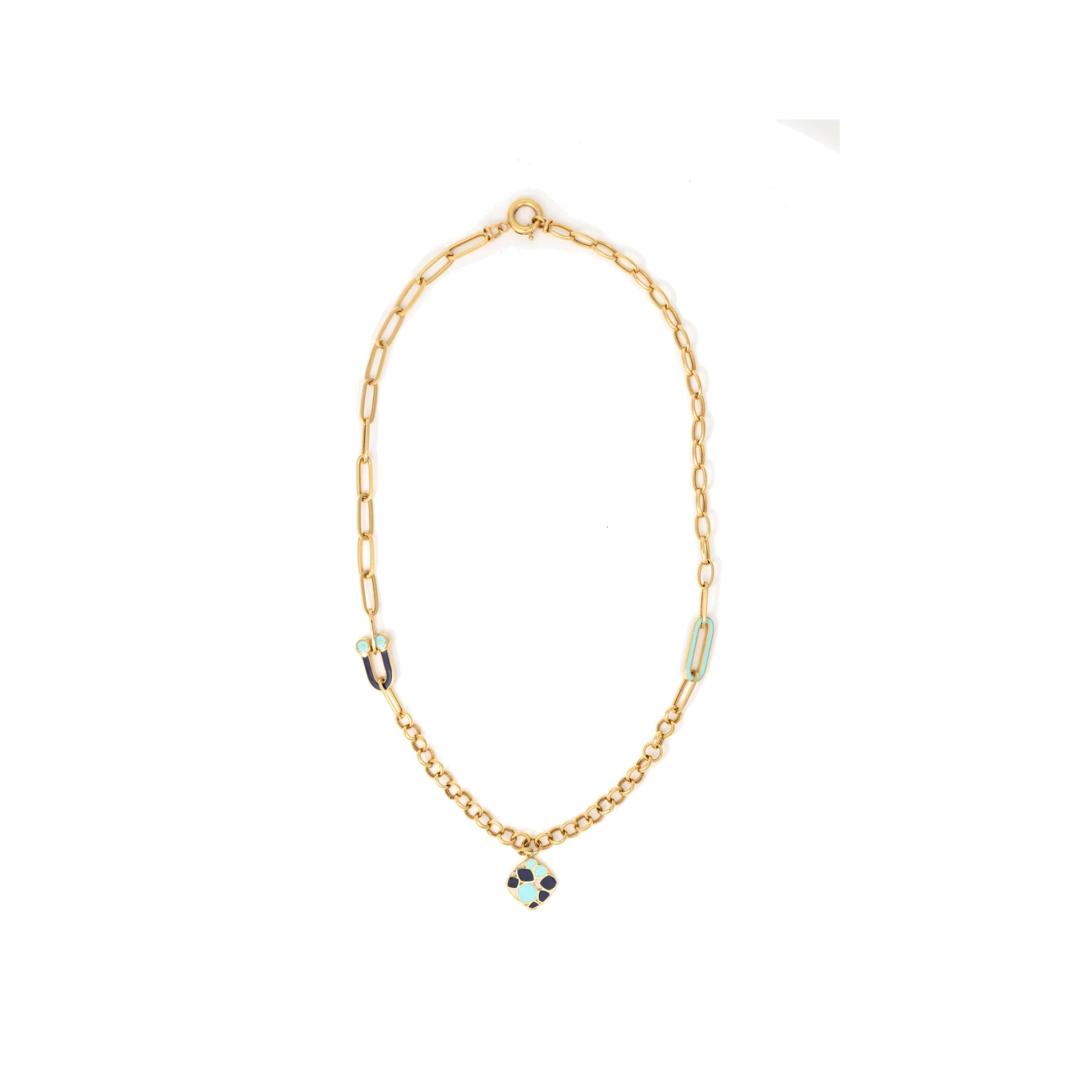 Gaia Gold Mediterranean Enamel Necklace in 18K yellow gold