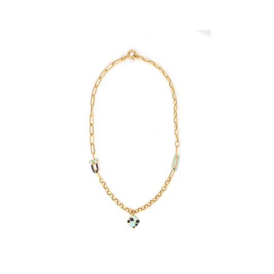Gaia Gold Mediterranean Enamel Necklace in 18K yellow gold