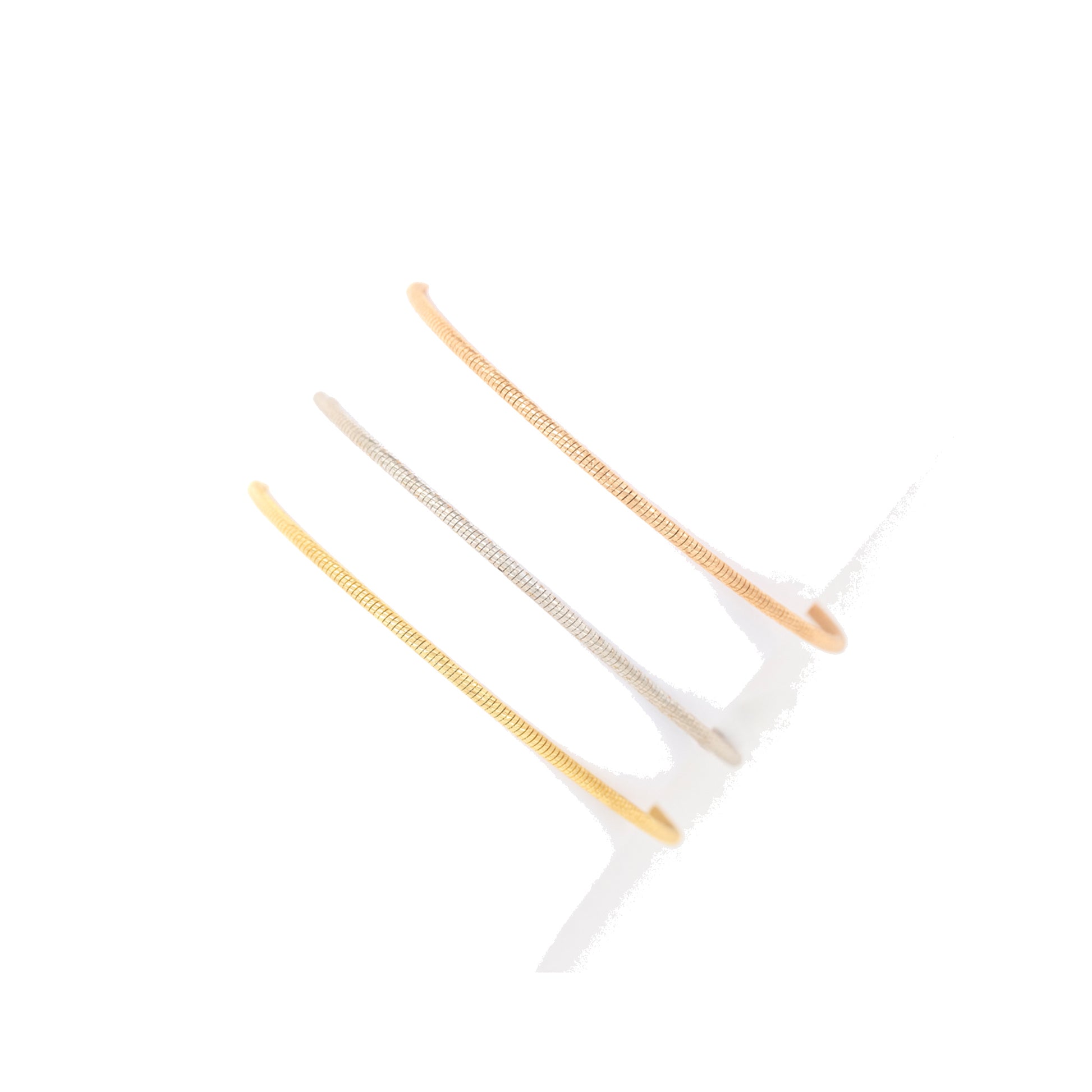 Gaia Gold Stackables Tri-color Bracelets in 18K yellow, white and rose gold