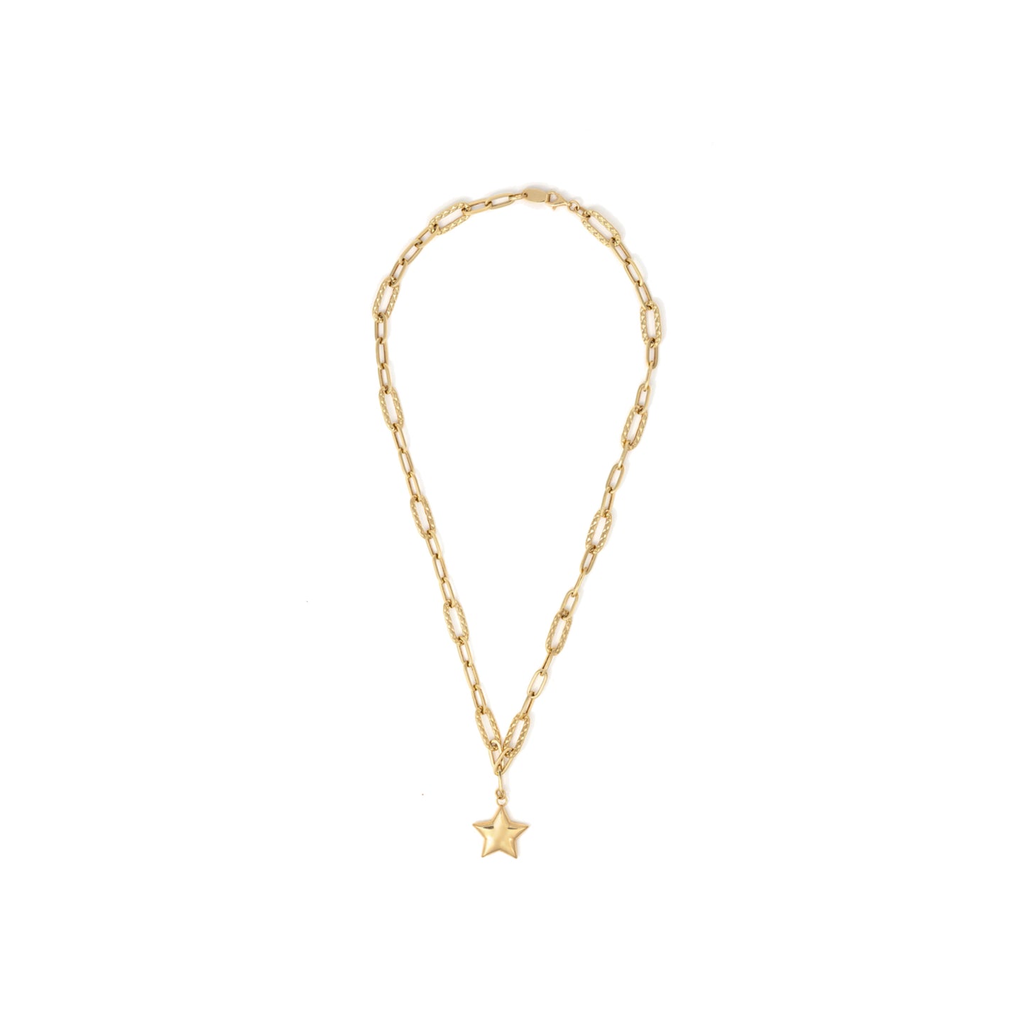 Gaia Gold Star Paperclip Necklace in 18K yellow gold