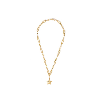 Gaia Gold Star Paperclip Necklace in 18K yellow gold