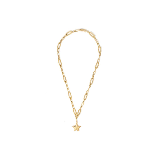 Gaia Gold Star Paperclip Necklace in 18K yellow gold