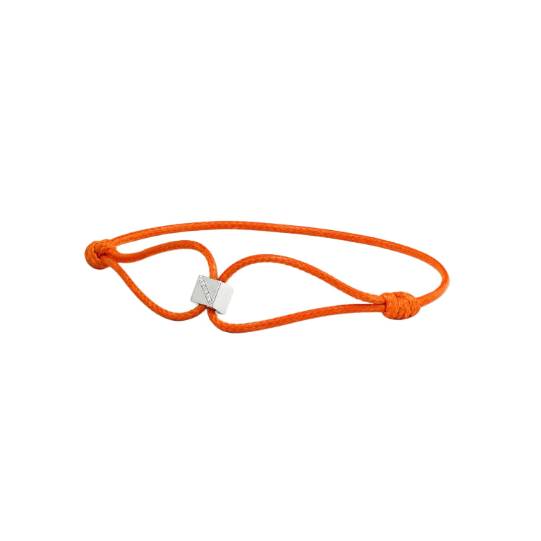 Orange bracelet with a gold clasp on a white background