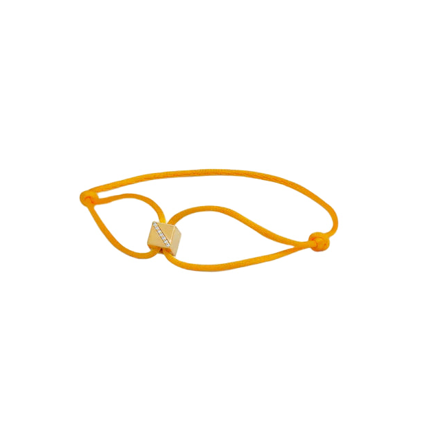 Yellow bracelet with a gold clasp on a white background