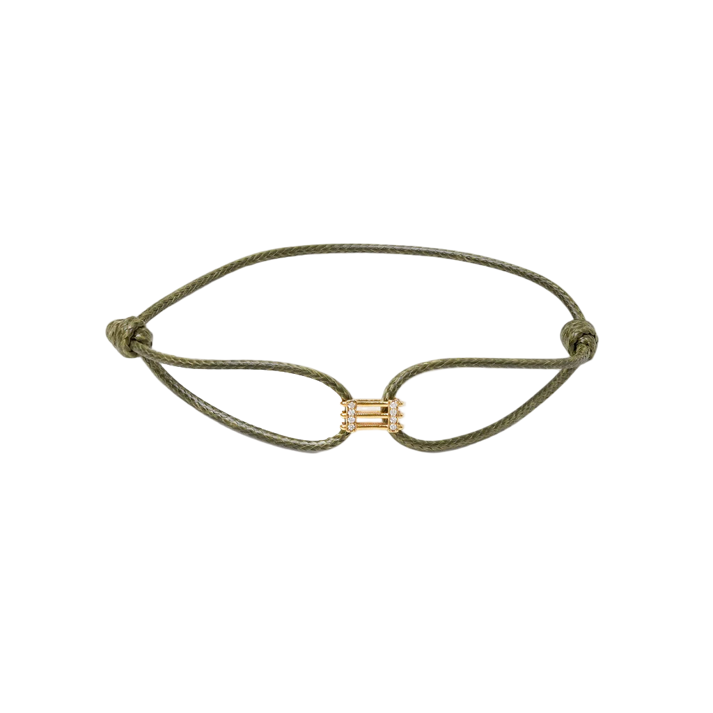 Bracelet with a gold clasp on a white background