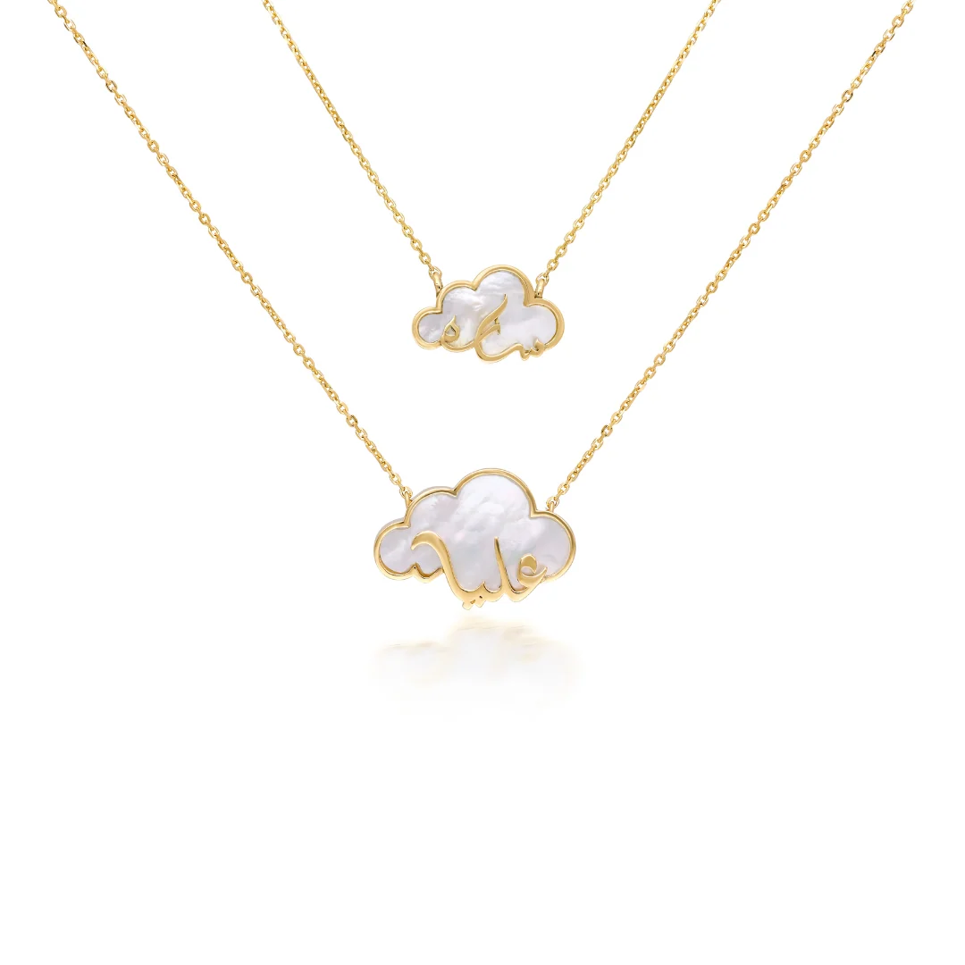 ABALII Cloud Story 18K yellow gold necklaces in large and small sizes