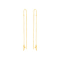 Gold chain earrings on a white background