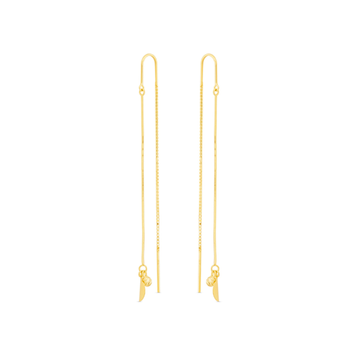 Gold chain earrings on a white background