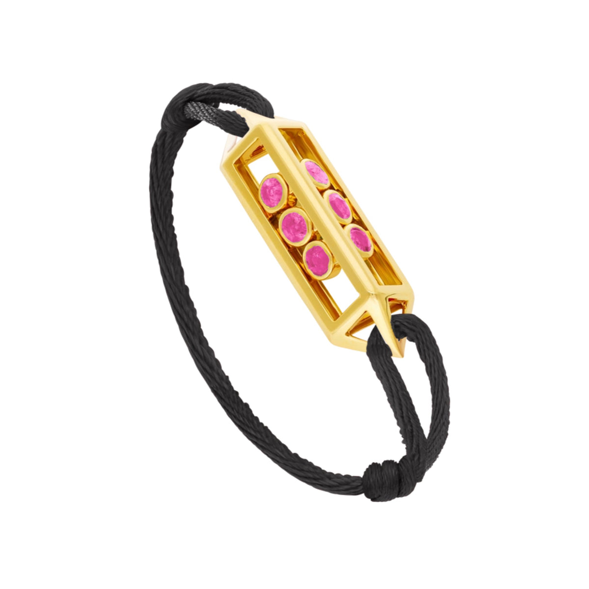 18k white gold cage-design bracelet with pink sapphires and diamonds