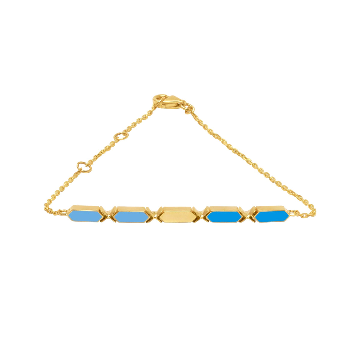 18k gold bracelet with two-tone blue enamel
