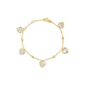 18k gold bracelet with five hand-carved mother of pearl charms