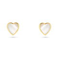 18k gold heart-shaped stud earrings with mother of pearl