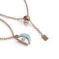 18k rose gold pendant necklace with blue enamel and diamonds, additional view