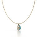 18k yellow gold pendant necklace with blue enamel and diamonds, dome-inspired design