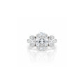 18K white-gold three-stone oval lab-grown diamond ring