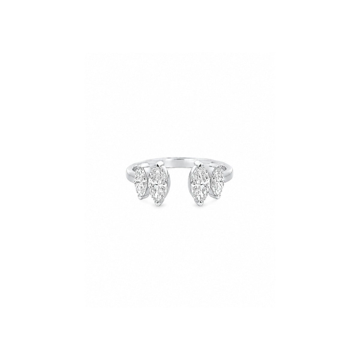 18K white-gold Marquise Open Ring with lab-grown diamonds