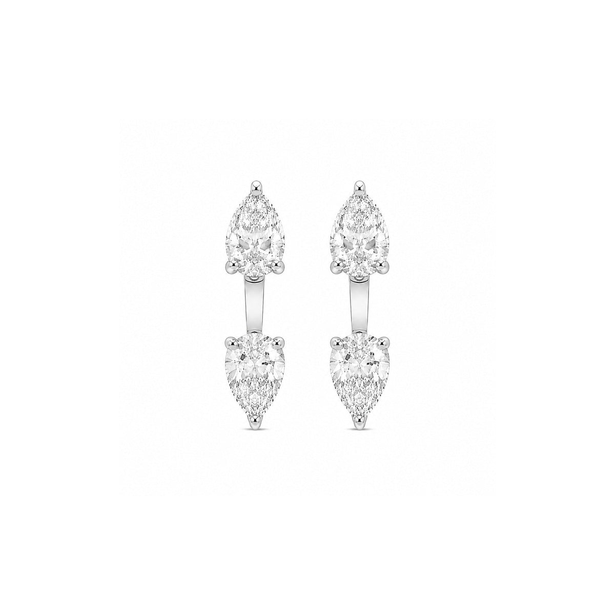 18K white-gold pear lab-grown diamond studs with ear jackets