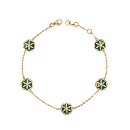 7LEAVES Flower of Elements five-flower bracelet on a white background