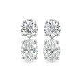 White Drop Double Round and Oval Diamond Drop Studs in 18K white gold