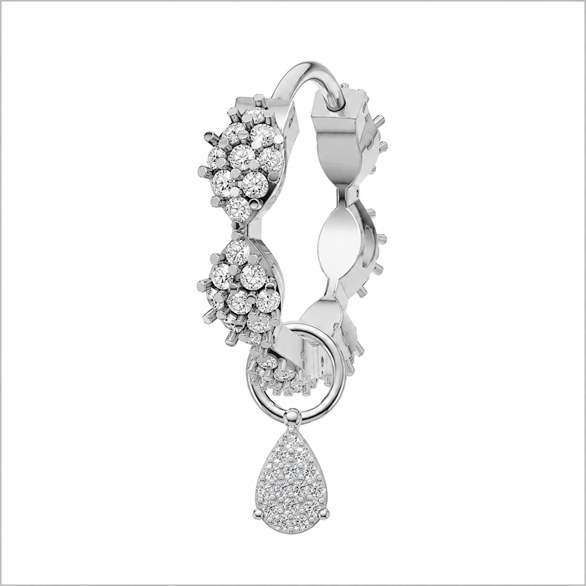 Rulla Marquise Eternity Hoop with Multi Tear Drop Charm in white gold