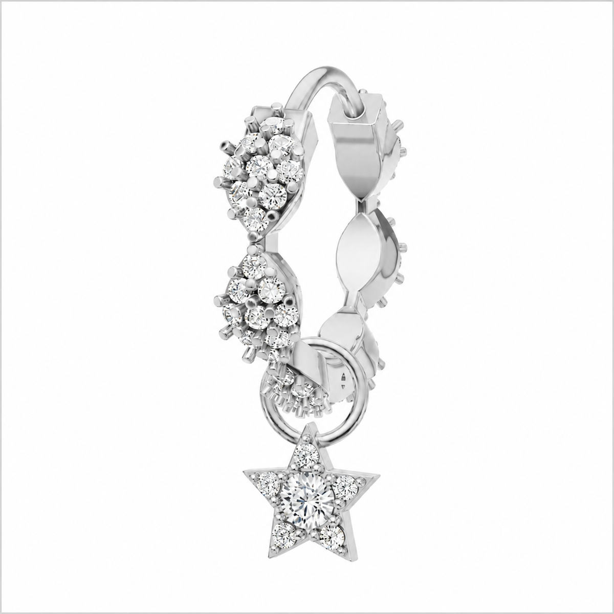 Rulla Marquise Eternity Hoop with Star Charm in white gold