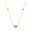 By2wenty5 Large Butterfly Necklace in 18K yellow gold with aquamarine, blue sapphire and diamonds