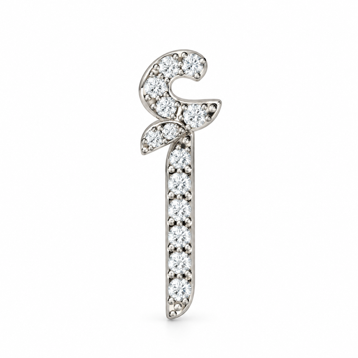 Rulla Arabic Letter Full Diamond Stud, letter أ, white gold