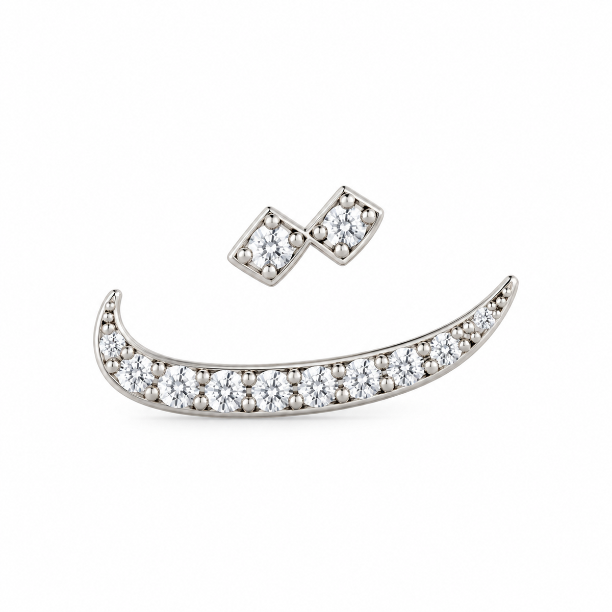 Rulla Arabic Letter Full Diamond Stud, letter ت, white gold