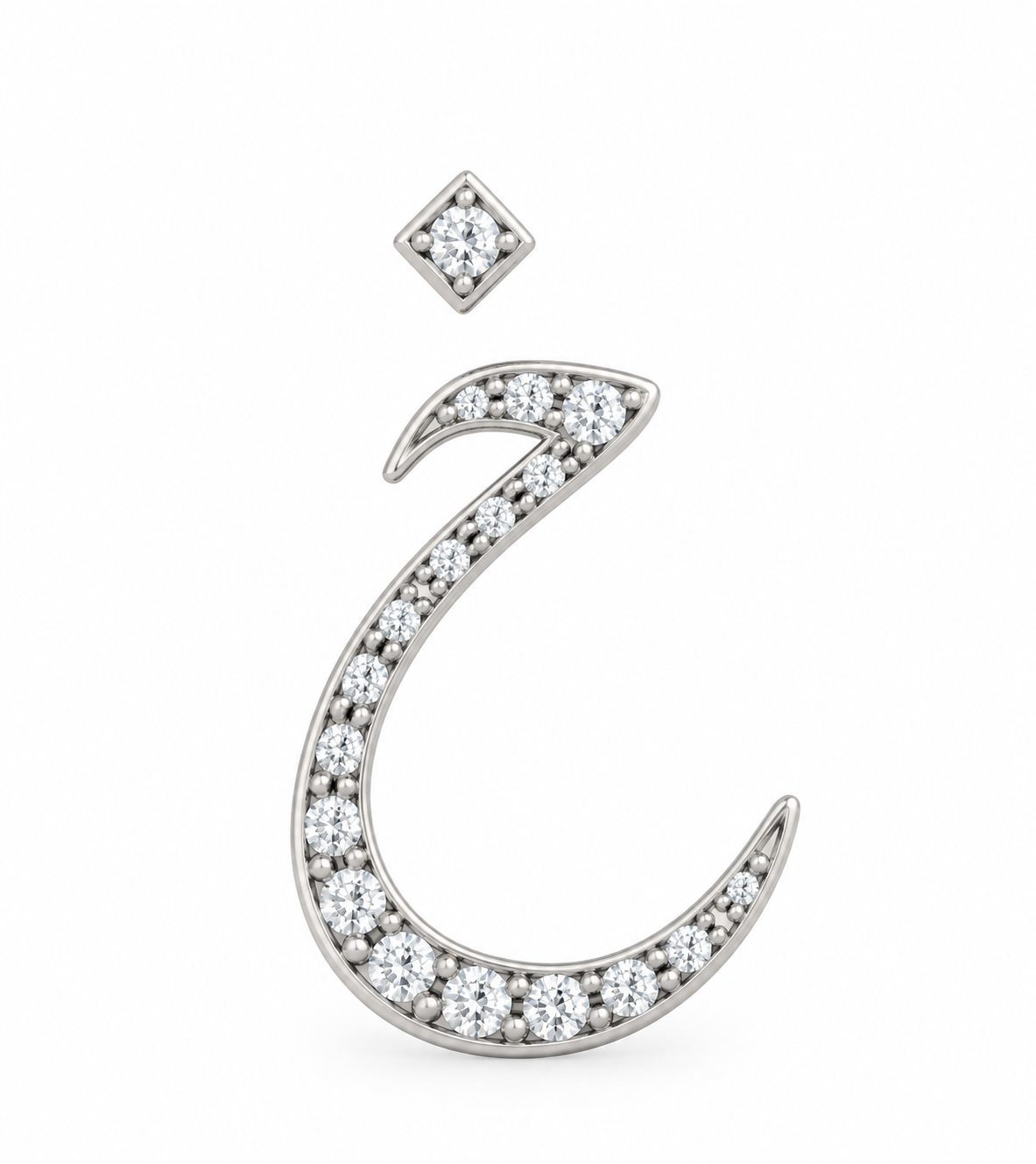 Rulla Arabic Letter Full Diamond Stud, letter خ, white gold