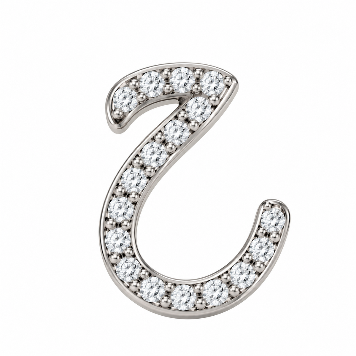 Rulla Arabic Letter Full Diamond Stud, letter ح, white gold