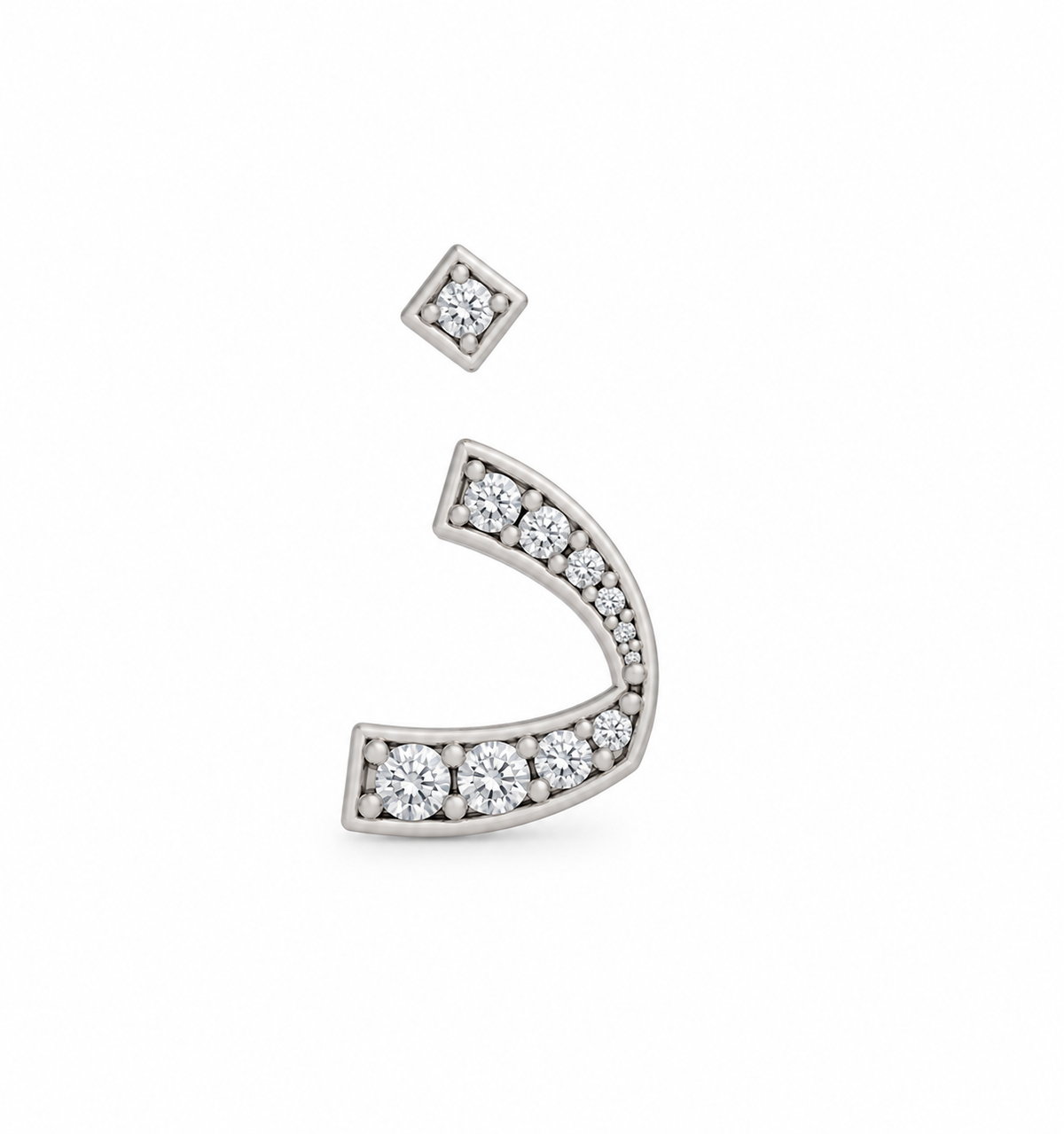 Rulla Arabic Letter Full Diamond Stud, letter ذ, white gold